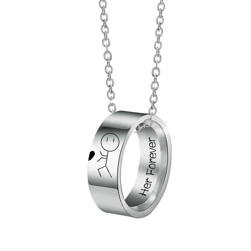 vòng cổ Thép Không Gỉ Khắc Chữ His Always Her Forever
