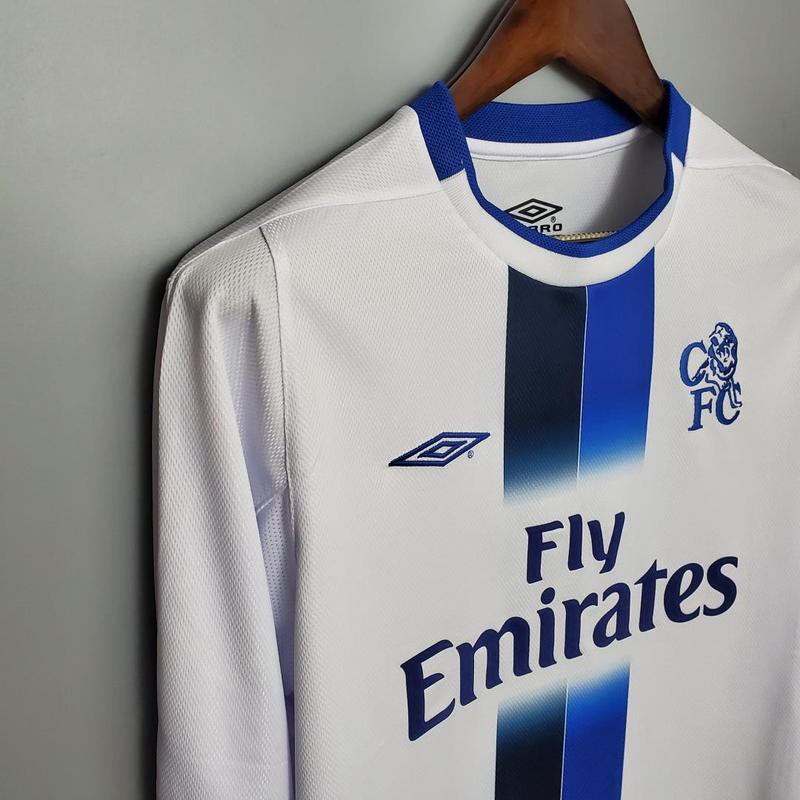 03-05 Chelsea Xa trắng tay áo dài Retro bóng đá Jersey