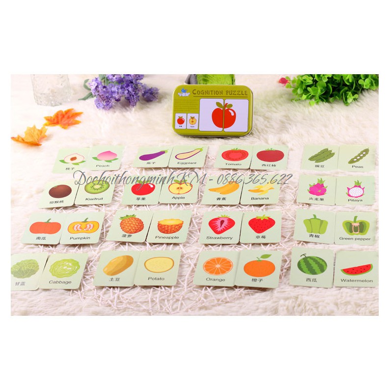 Bộ ghép hình 2 mảnh khởi đầu cho bé -4 chủ đề