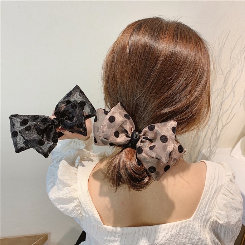 Kẹp Tóc Nơ Bản Lớn Phối Họa Tiết Ngọt Ngào Cho Nữ Phong Cách Thời Trang Hàn Quốc