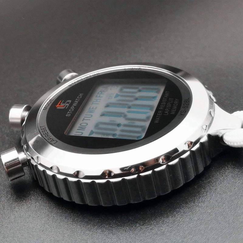 Đồng Hồ Bấm Giờ Kỹ Thuật Số 2 Lap Stopwatch Bằng Kim Loại Có Đèn Nền