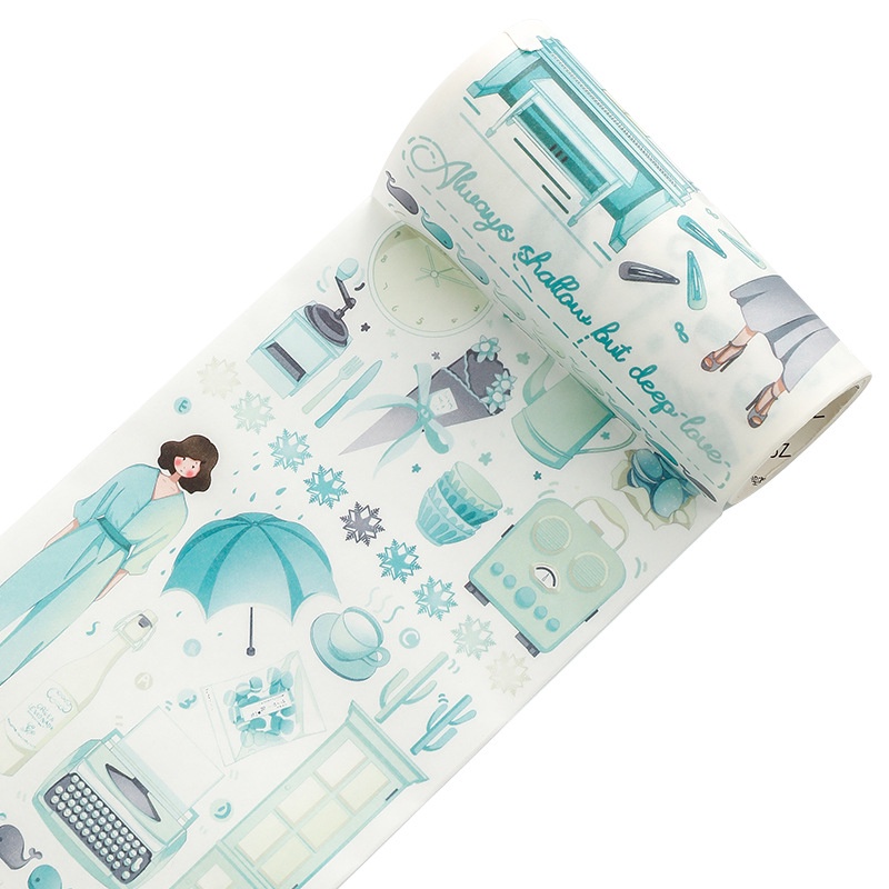 Washi tape cuộn bản rộng WS14 - Băng keo dán trang trí sổ tay phong cách retro
