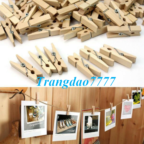 Set 10-50 Kẹp Ảnh Gỗ Thông Size 3.5*0.7 Cm Kẹp Ảnh Kẹp Giấy Decor Trang Trí Giá Rẻ Picture Paper Clips