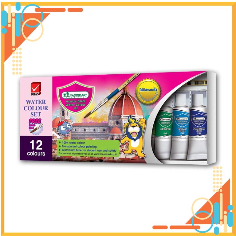 Màu nước dạng tuýp Master Art 12 màu x 5ml tempera cao cấp, độ che phủ lên màu tốt, chính hãng (Thái Lan) FREESHIP