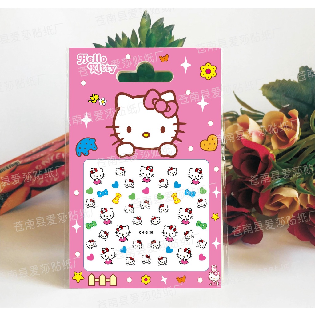 Miếng dán trang trí móng tay 3D thân thiện với môi trường họa tiết Hello Kitty xinh xắn