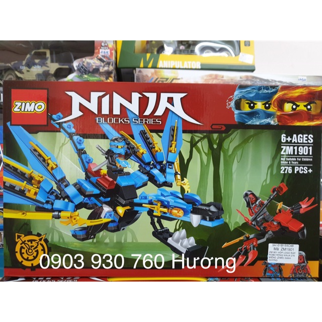 LEGO ZIMO lắp ráp ROBOT RỒNG NINJA ( Xanh Dương )