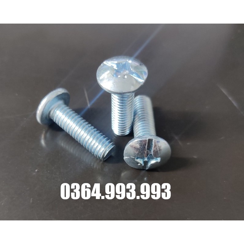 Gói 100 cái Bulong đầu dù/ Bulong đầu bake M6x15, M6x20. M6x25. M6x30. Mạ kẽm