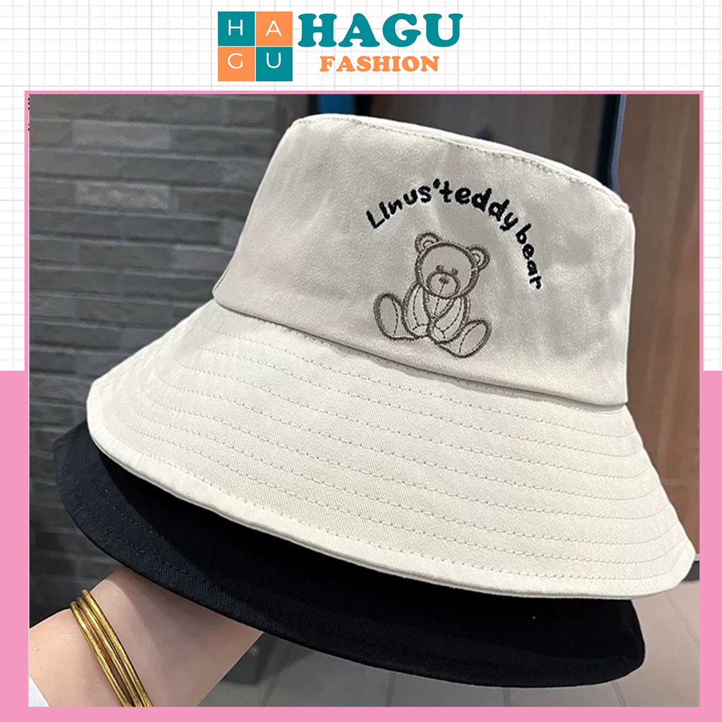 Mũ bucket thêu hình Nón tai bèo vành cụp Gấu Teddy Bear 463 nhiều màu sắc Ulzzang form unisex nam nữ