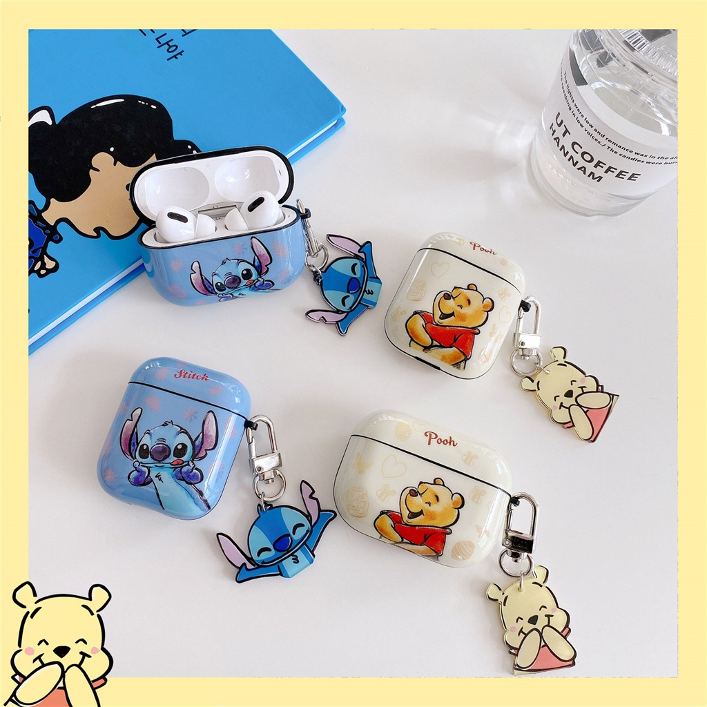 Vỏ gấu Pooh/Stitch hoạt hình IMD cho hộp tai nghe iPhone AirPods Pro AirPods 1/2