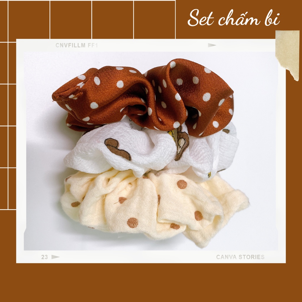 [Handmade] Set 3 cột tóc scrunchies dễ thương mix ngẫu nhiên dành cho bạn nữ
