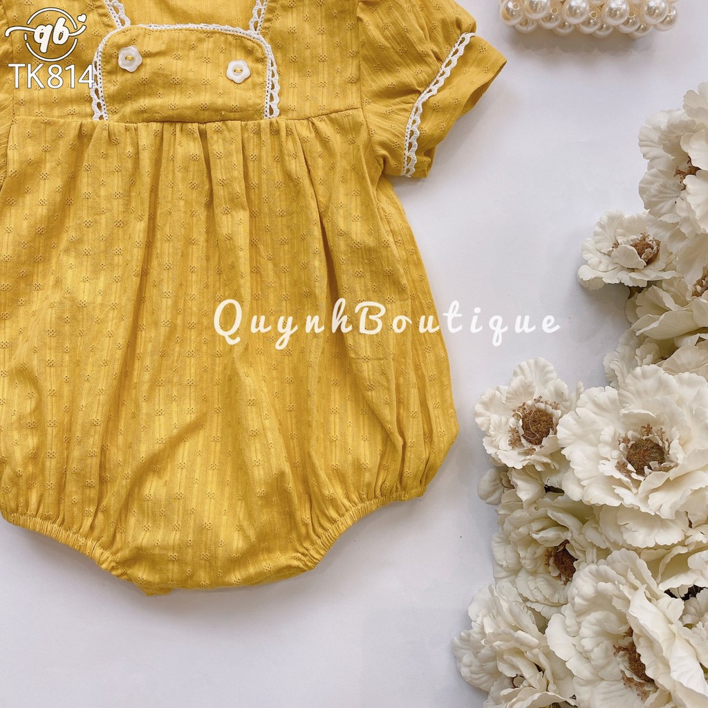 Quần áo trẻ em QUỲNH BOUTIQUE  Body vàng viền ren cho bé gái 5-15kg