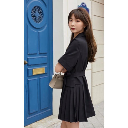Đầm cổ vest phối xếp ly Vero Moda