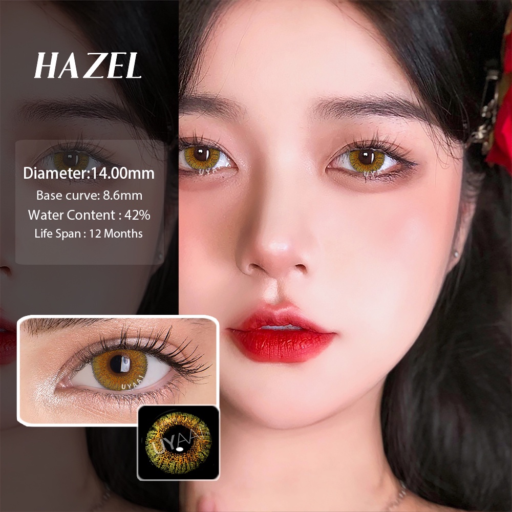 [Hàng mới về] Set 2 kính áp tròng mềm mại 3 tông 14mm màu ngọc lam 0 độ