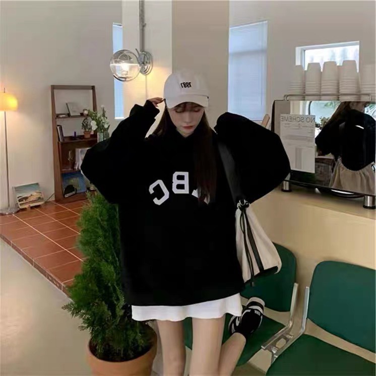 Áo hoodie in chữ ABC  vải COTTON HÀN