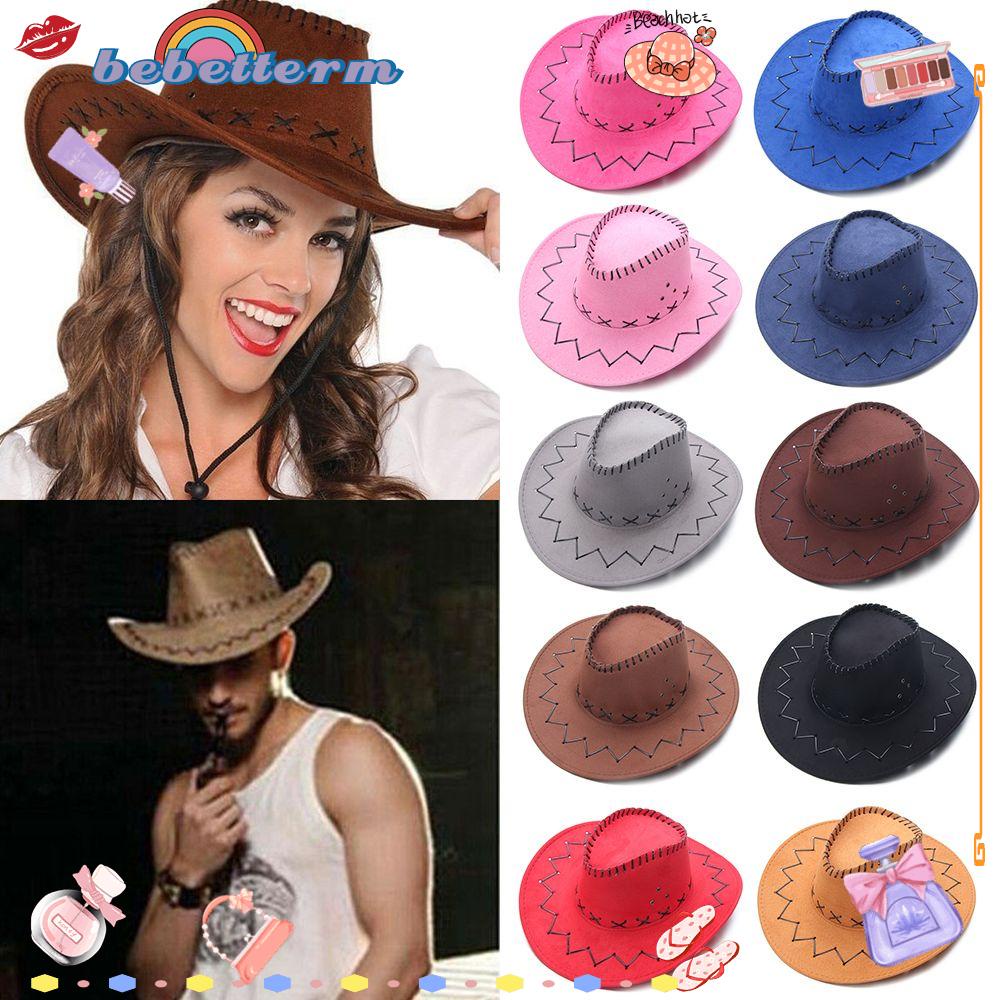 Bebetterm 1Pc Fashion Suede Cowboy Hat Suede Western Style Panama Felt Fedora Hats