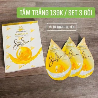 Tắm trắng collagen x3 đông anh mẫu mới 2024, tắm trắng luxury mix saffron x3 chính hãng - hộp 3 gói
