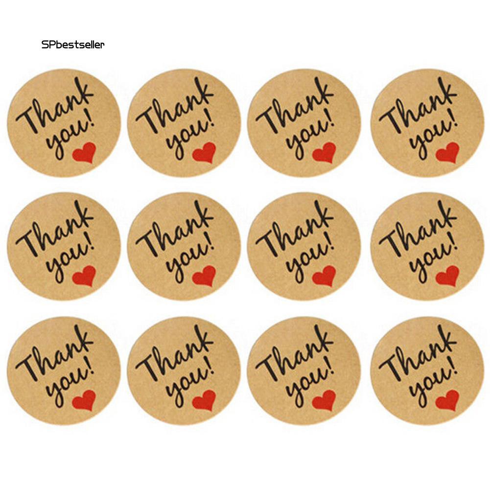 Set 120 sticker dán quà bằng giấy kraft hình tròn đường kính 3.5cm in chữ &quot;Thank You!&quot;