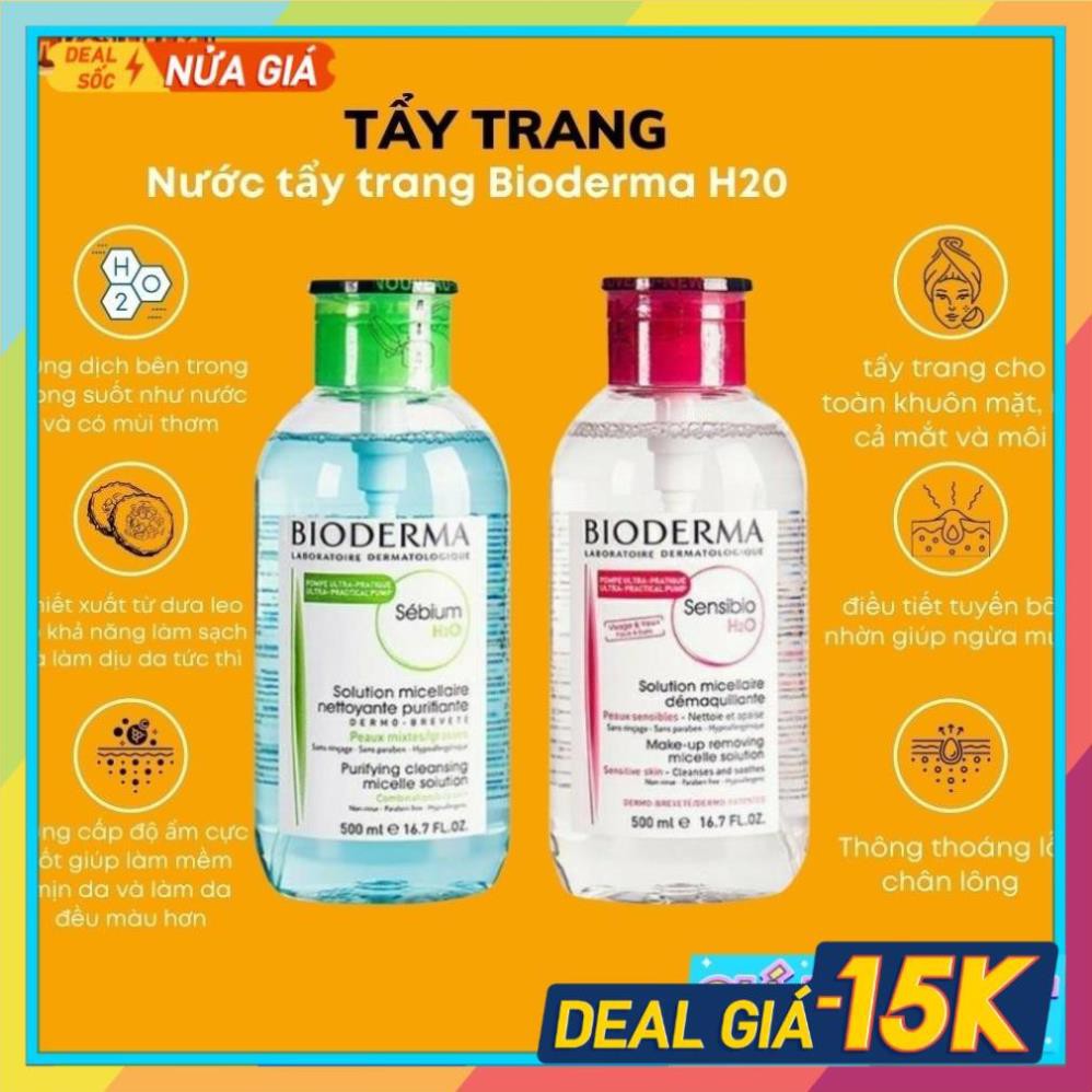 nước tẩy trang bioderma 500ml, Cho Da Nhạy Cảm và da dầu NEW | BigBuy360 - bigbuy360.vn