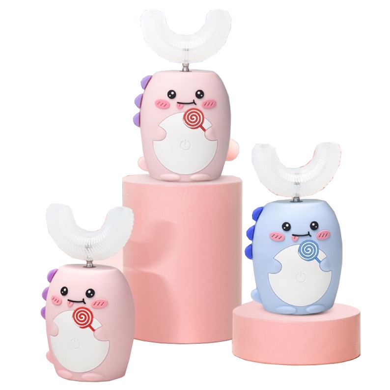 Bàn chải điện cho bé SINEX - Bàn chải đánh răng điện chữ U cho bé  từ 2-9 tuổi chất liệu silicon cao cấp siêu mềm