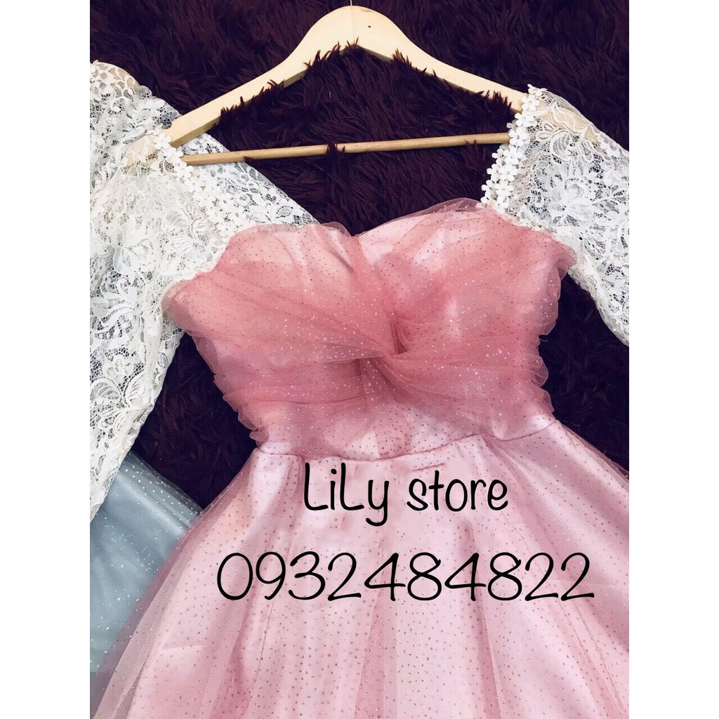 ẢNH VÀ VIDEO THẬT 1000% đầm nhũ kim tuyến phối tay ren