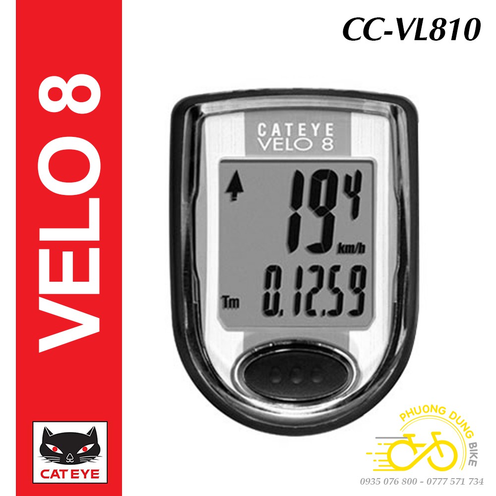 Đồng hồ đo tốc độ xe đạp có dây CATEYE VELO 8 CC-VL810