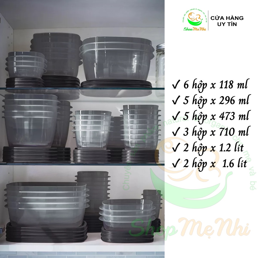 Set hộp RUBBERMAID easy find lids nắp đen dòng kháng khuẩn 46 chi tiết.