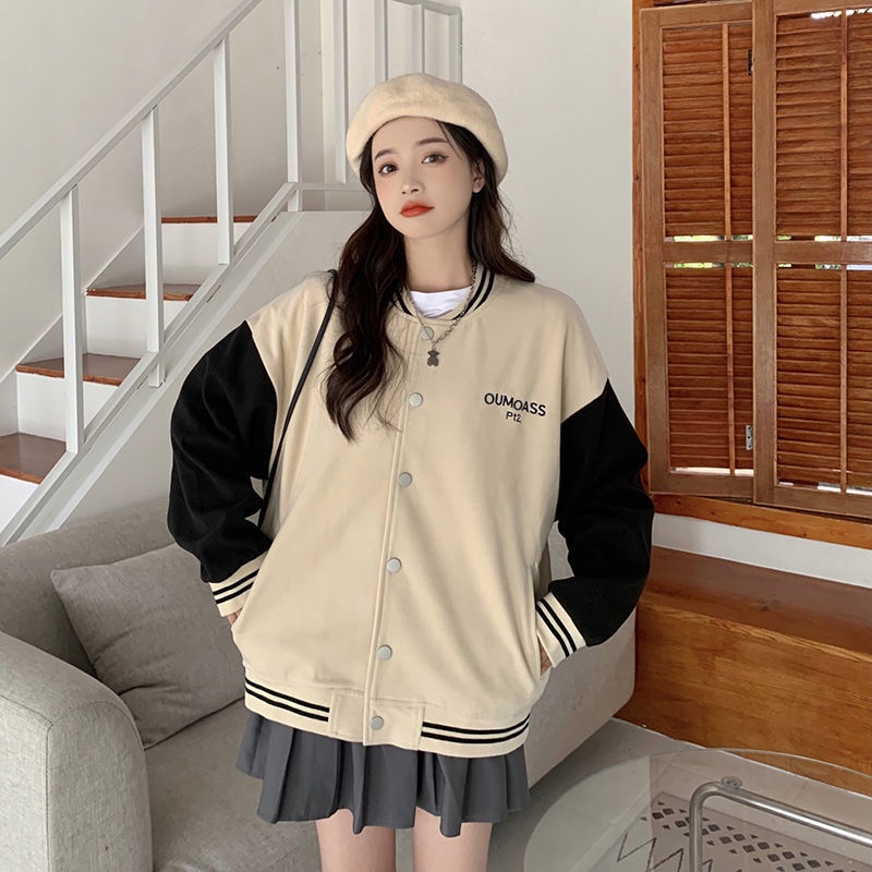 COZOK Áo khoác bóng chày tay dài thời trang