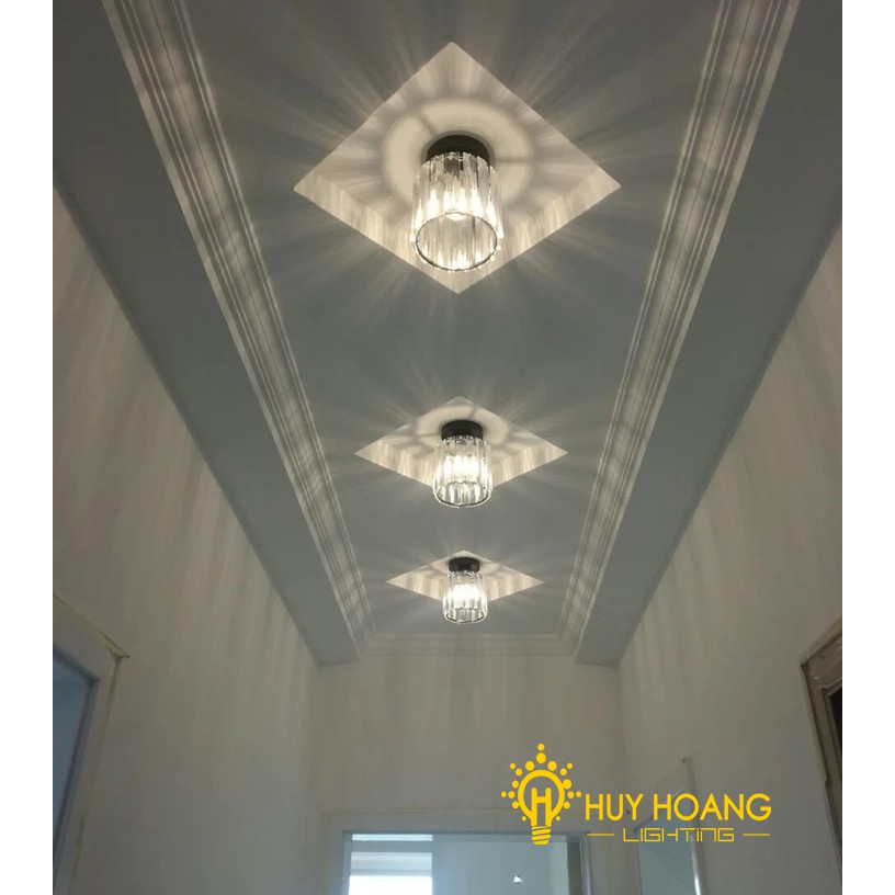 Đèn Ốp Trần Pha Lê Chụp Đèn Xi Vàng/ Đen - Đèn Trang Trí Ốp Trần Vuông Tròn Hiện Đại E27