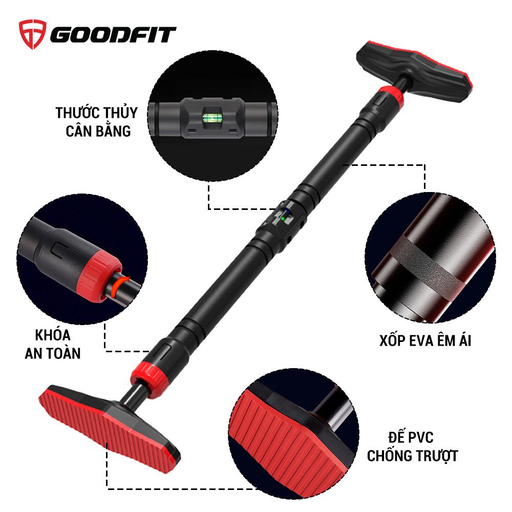 Thanh xà đơn gắn cửa treo tường GF201PU Goodfit chịu lực 200kg, chốt khóa chông trượt tập luyện tại nhà