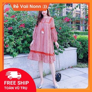 [HÀNG XỊN] Đầm caro viền ren đỏ (KÈM HÌNH THẬT)