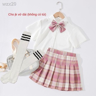 Váy đồng phục jk trẻ em nữ chính hãng xuân 2021 new dài - xếp ly có tay đầy đủ phù hợp với lớp vụ học sinh tiểu