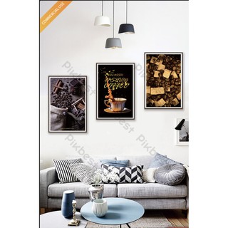 Bộ 3 tranh dán tường trang trí quán cafe trà sữa kt 40cm*60cm