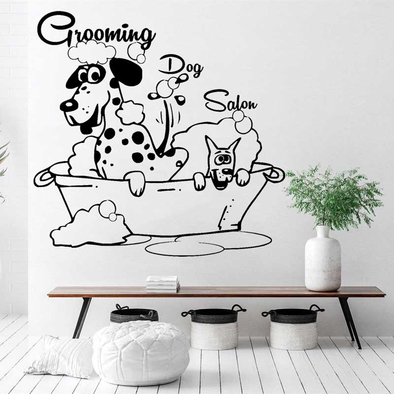 Miếng Dán Tường / Kính Cửa Sổ Bằng Vinyl Hình Chó Mèo Trang Trí Nhà Cửa / Tiệm SPA
