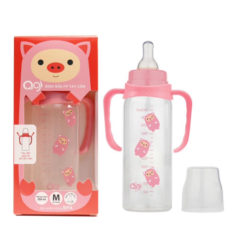 BÌNH SỮA CỔ HẸP AGI PP TAY CẦM 250ML Bình sữa agi cổ hẹp tay cầm 250 ml