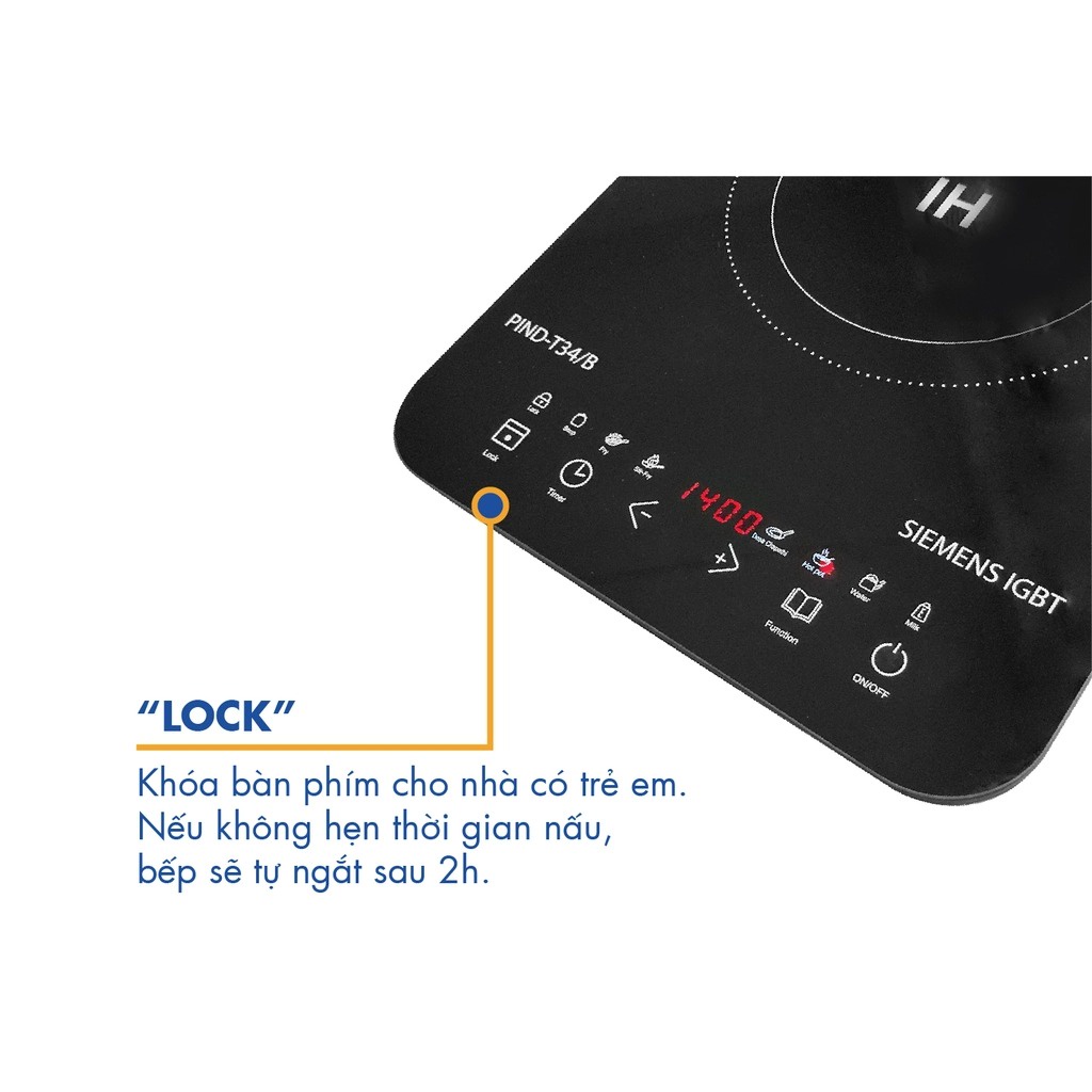 Bếp Từ đơn mini Công suất 1800W, 2000W Cảm ứng Korea King Hàn Quốc T34, T39 Thay bếp gas trong nhà bêp khóa an toàn trẻ