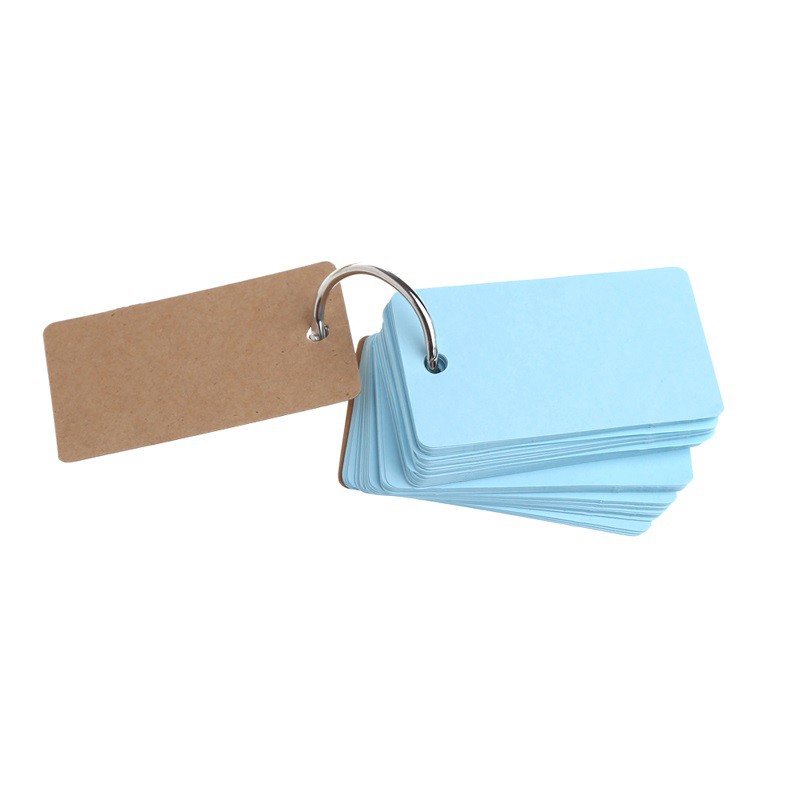 ( SIÊU SALE) Thẻ ghi nhớ Flash Card giấy trơn nhiều màu loại xịn, thẻ ghi chú học từ vựng có móc khóa dễ thương