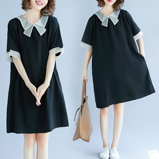 B146 đầm big size freesize dáng suông cổ bẻ thanh lịch tay ngắn trẻ trung phong cách