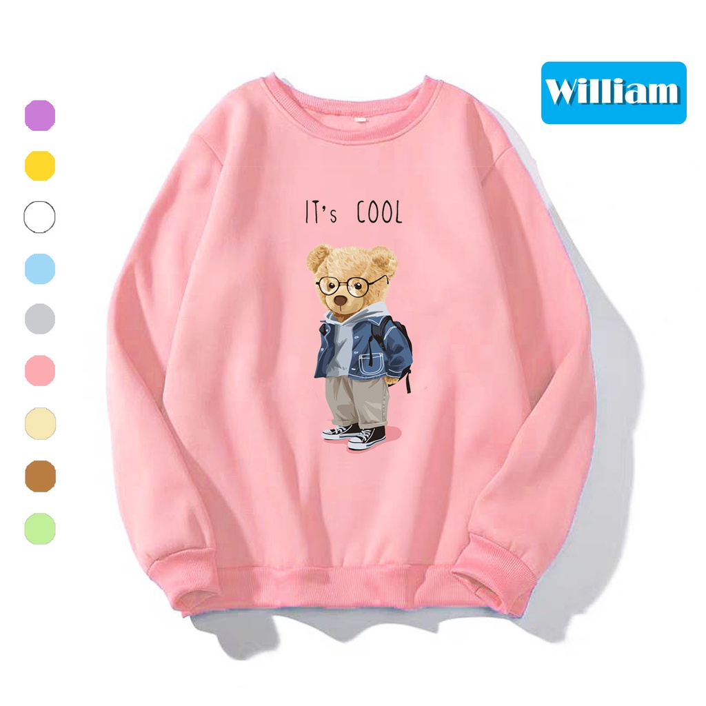 Áo sweater nam nữ in hình Gấu dễ thương chất nỉ dày dặn, hợp làm áo cặp William - DS175