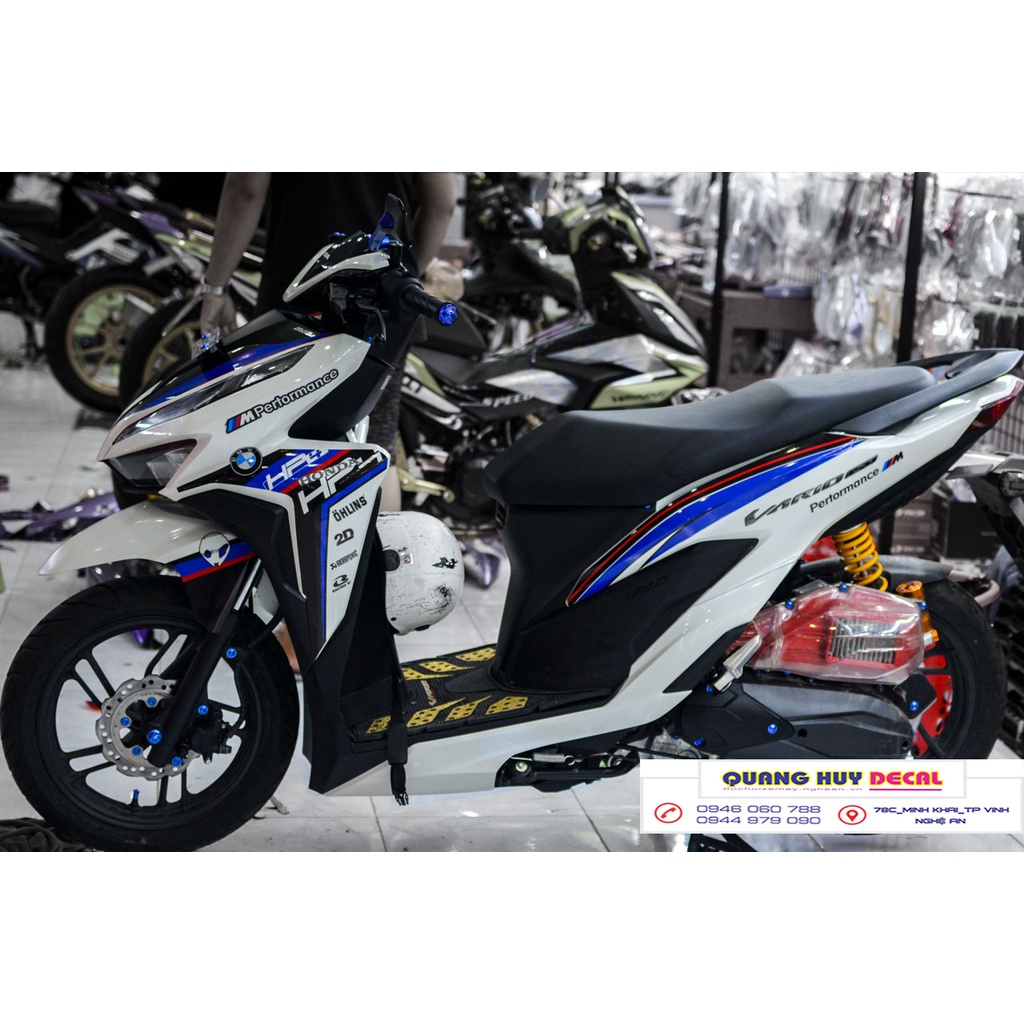 Tem trùm vario xanh trắng HP4, tem xe vario, team vario, tem dán xe máy, tem vario 150, team xe vario, tem vario xanh tr