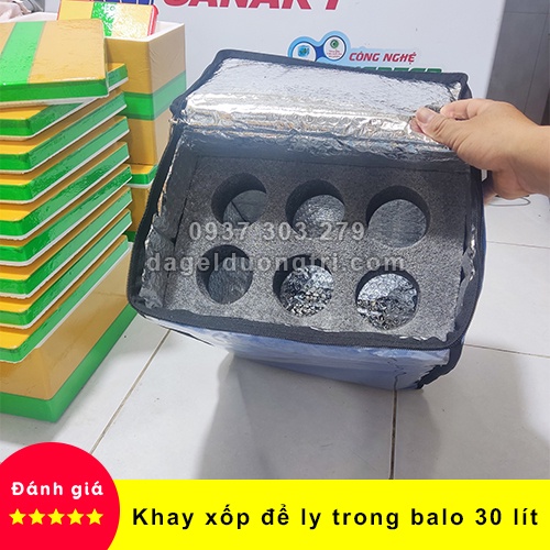 Khay xốp để ly trà sữa - cafe trong túi giữ giao hàng 30 Lít - Kích thước 20cm x 30cm x 5cm ( dài - rộng - cao)