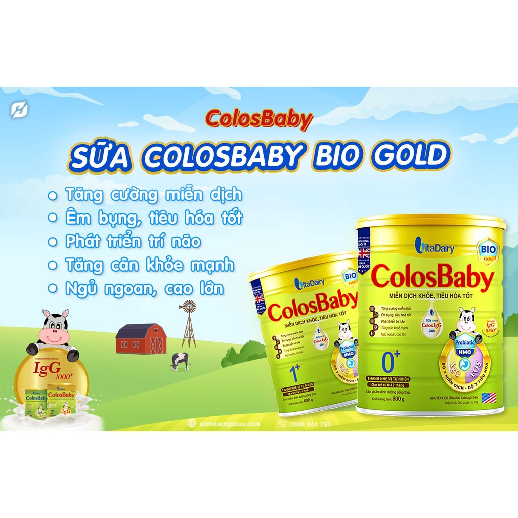 [Có mã QR tích xu] Sữa bột Colosbaby Bio Gold 0+, 1+, 2+ (800g)