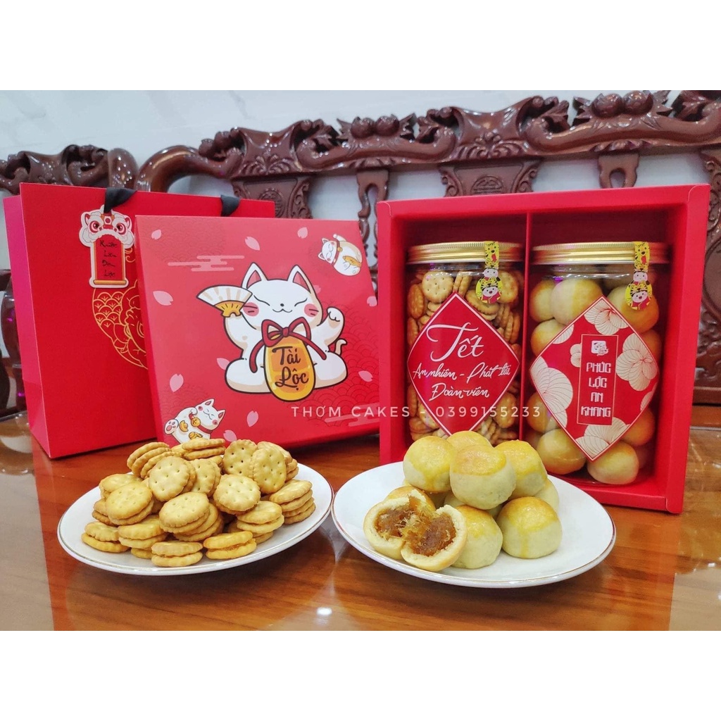 Hộp đựng 3 hũ nhựa quà tết