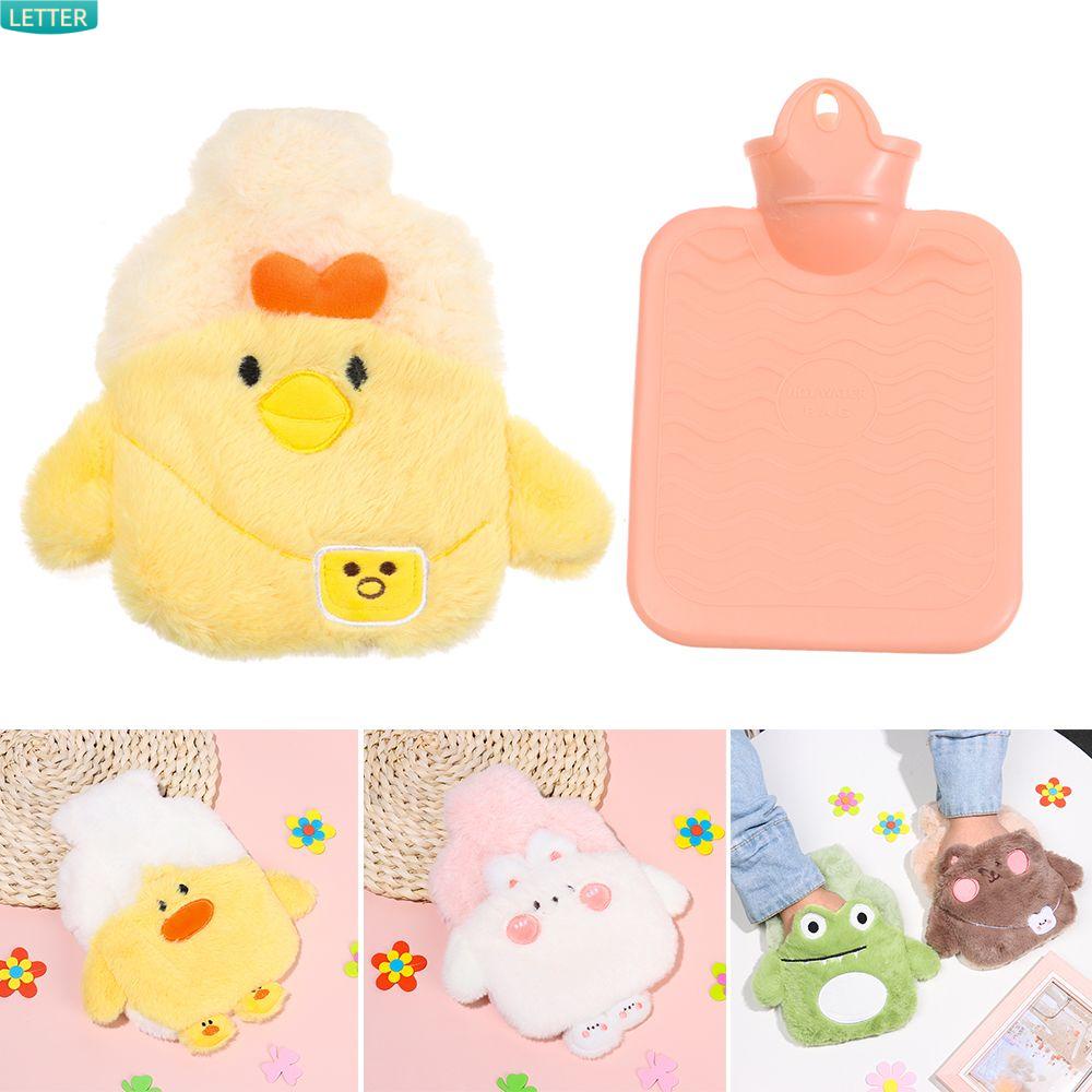 Túi Chườm Nóng Bằng Vải Lông PVC Phối Vải Lông Thiết Kế Hoạt Hình Dễ Thương Giúp Giảm Đau Có Thể Tái Sử Dụng