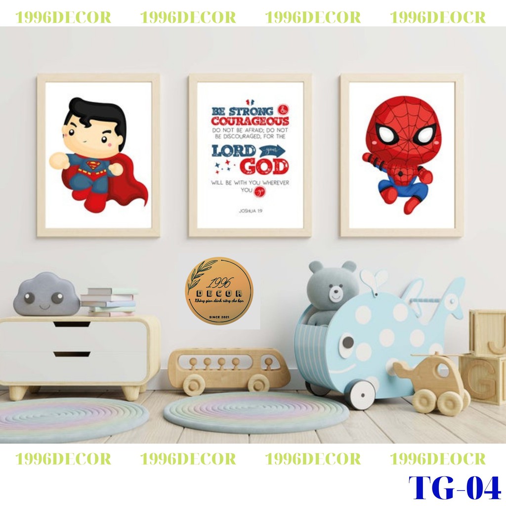 [RẺ-CHẤT] Bộ Tranh Treo Tường Trang Trí Phòng Ngủ Cho Các Bé-Tranh Canvas Có Khung 3D-Tranh Các Siêu Anh Hùng Marvel