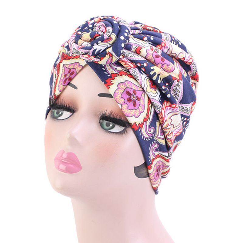 Mũ Turban Thắt Nút Họa Tiết Thổ Cẩm Cho Nữ