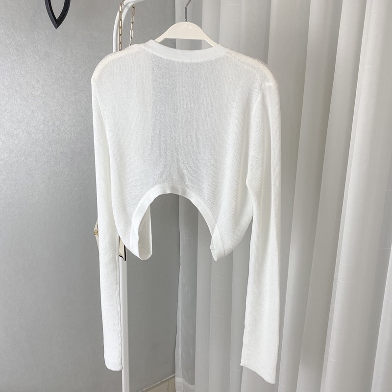 Áo khoác len mỏng cardigan trơn basic dáng ngắn