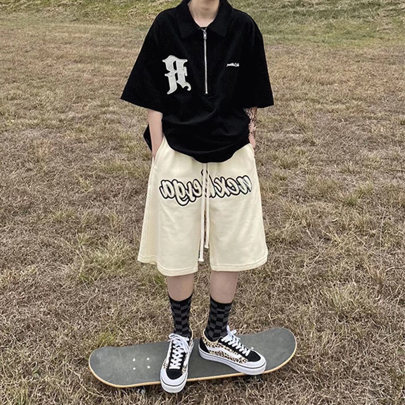 【ZHELIHANGFEI】Quần Short Dáng Rộng Phong Cách Thời Trang Hiphop Mỹ