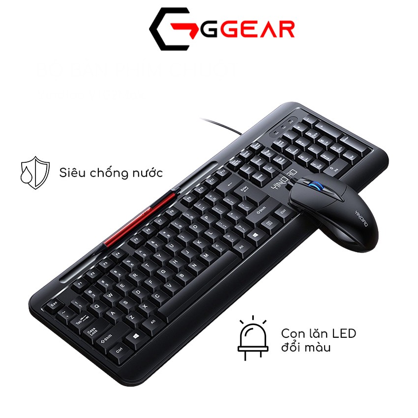 Bộ bàn phím chuột văn phòng GGear Có Dây Chống Tiếng Ồn chống nước GV1Max