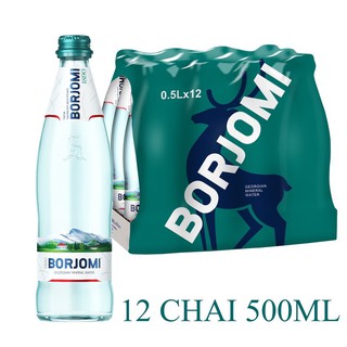 Combo 12 chai nước khoáng thiên nhiên Boromi chai thủy tinh 500ml