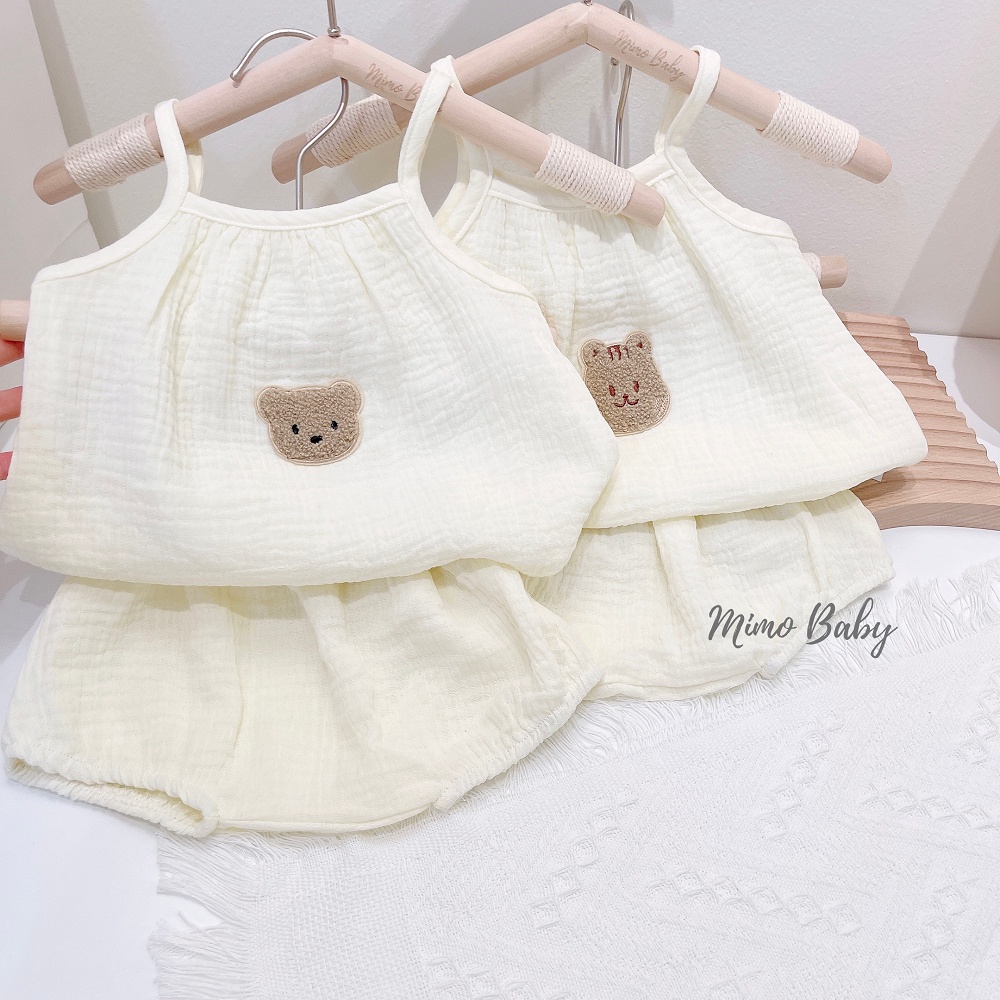 Bộ xô muslin 2 dây đáng yêu Mimo Baby cho bé QA25